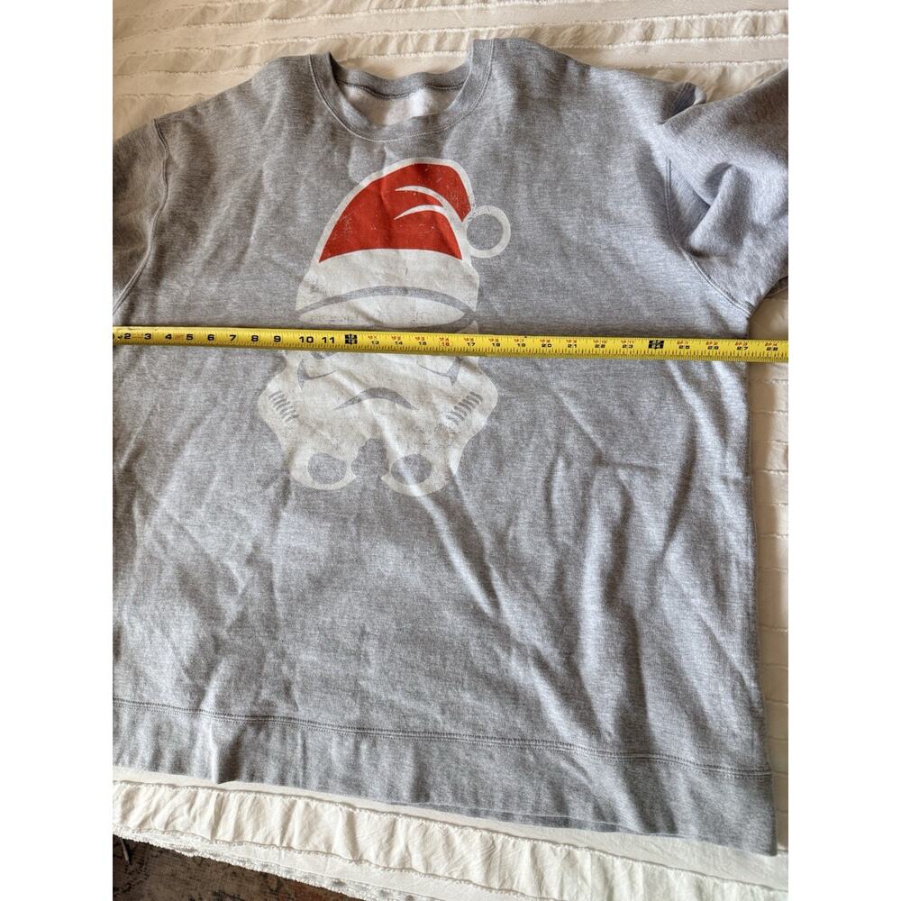 Star Wars Stormtrooper Santa Hat Graphic Gray Pullover Crewneck Sweatshirt - Picture 3 of 4